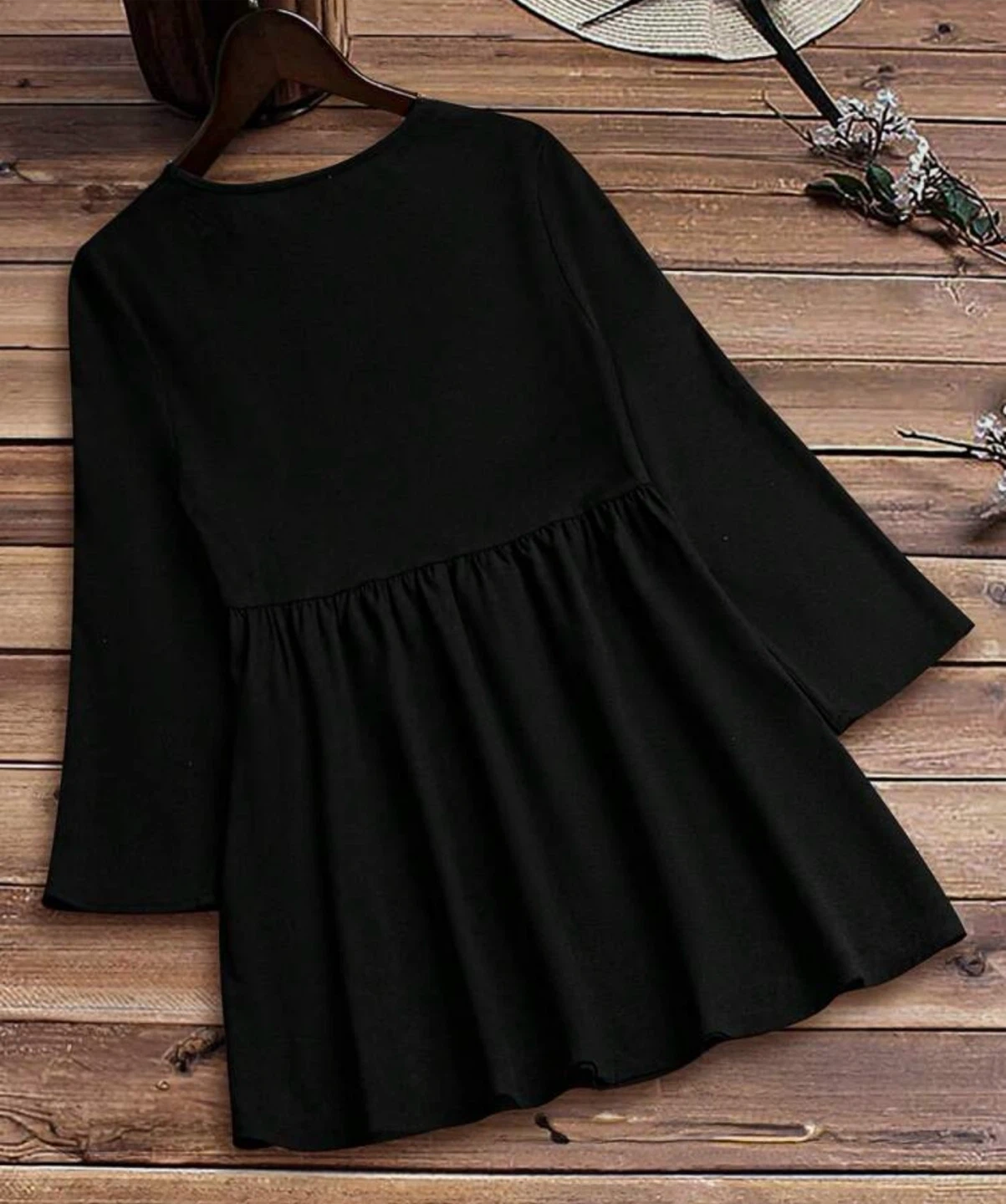 Black Boho Embroidered Tunic Top - photo 3
