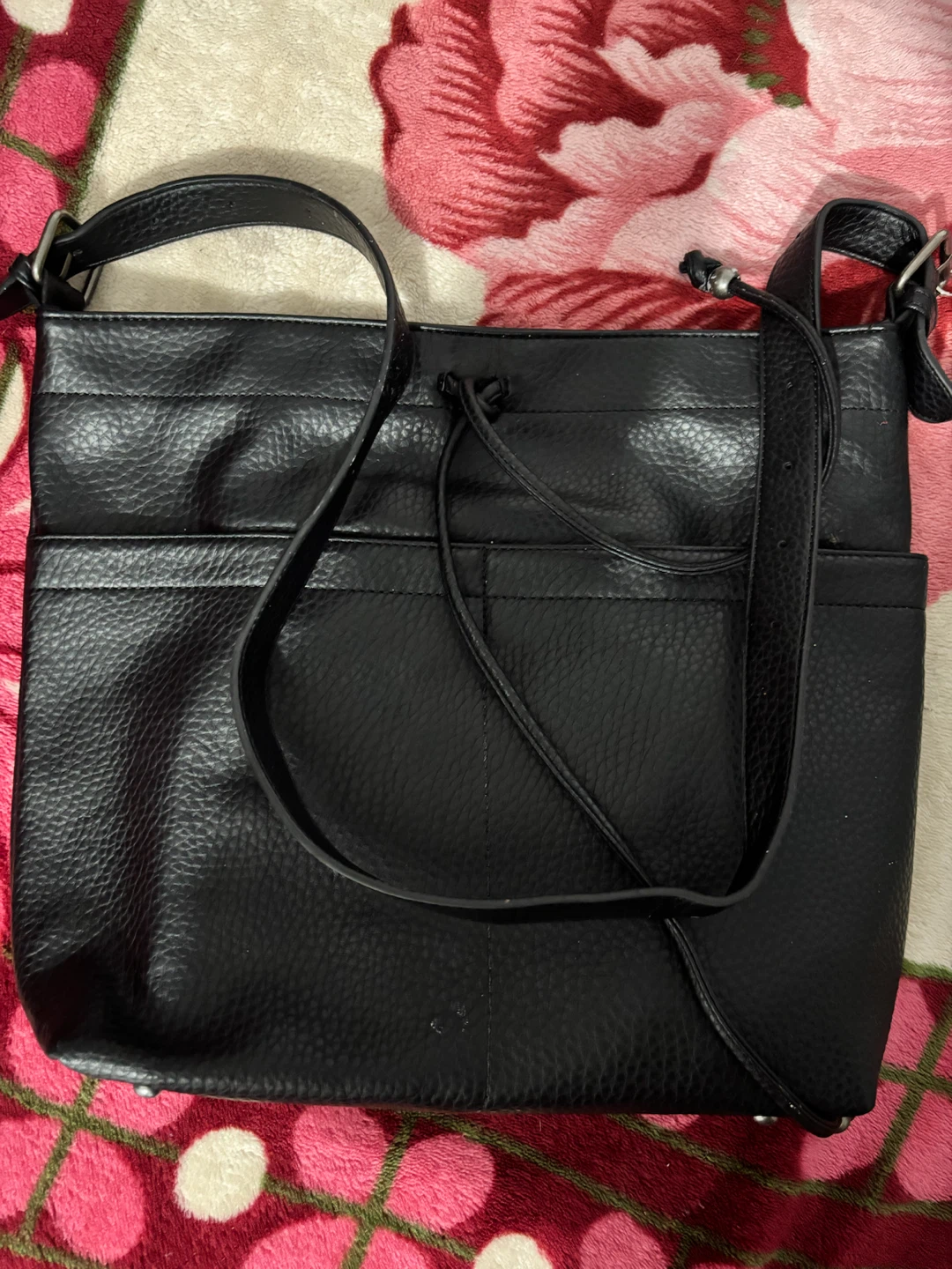 Black Faux Leather Crossbody Bag