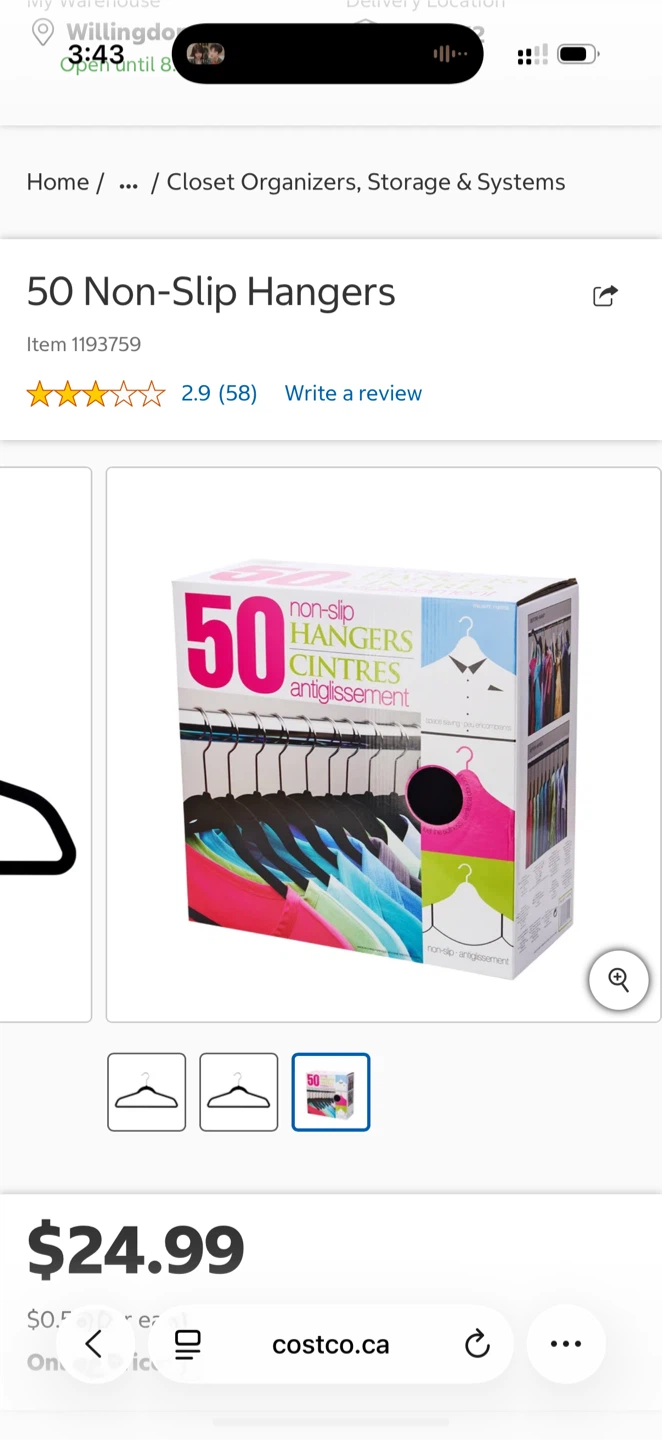Costco Black Non-Slip Hangers - photo 3