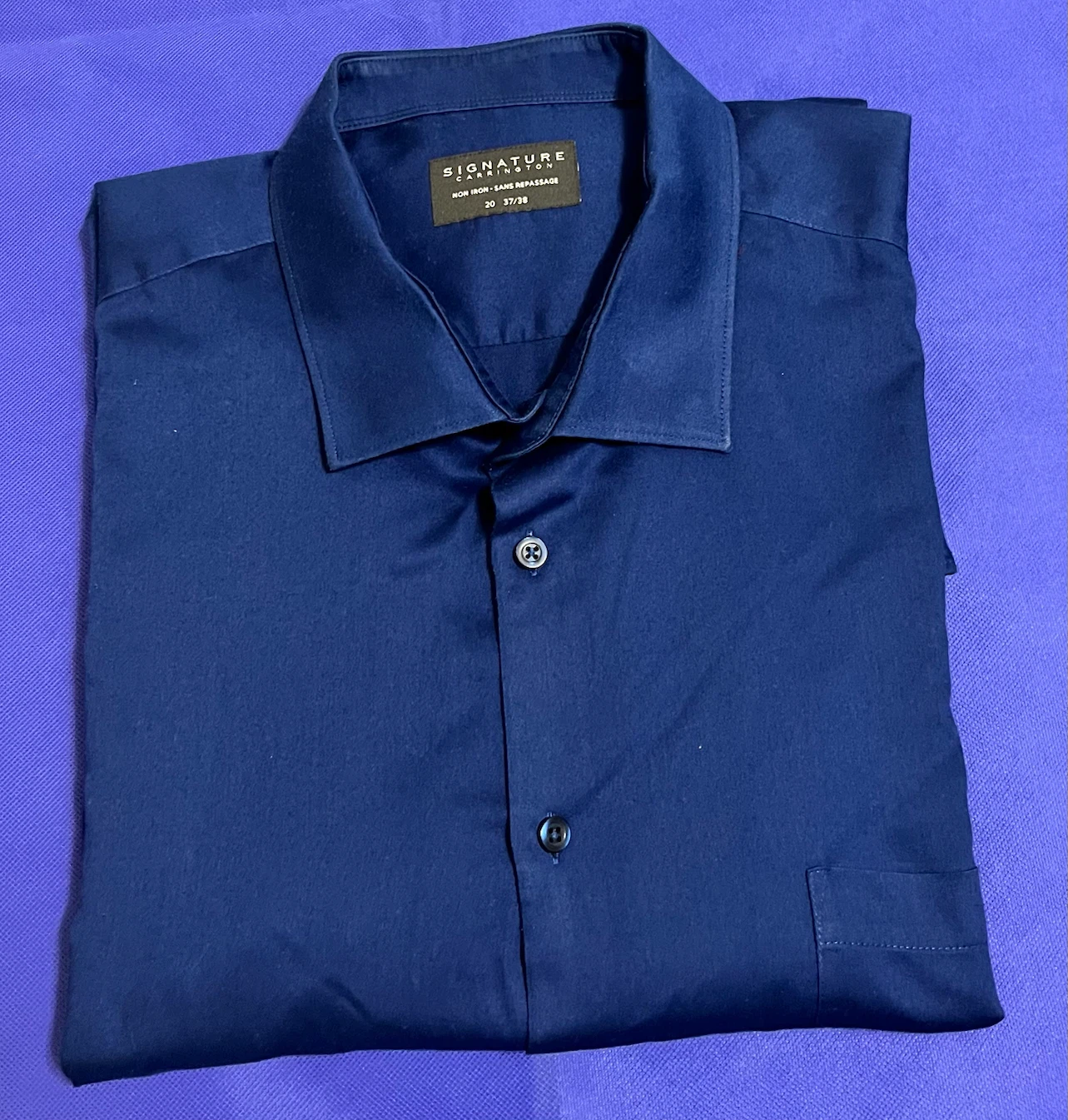 Signature Carrington Navy Blue Non-Iron Dress Shirt