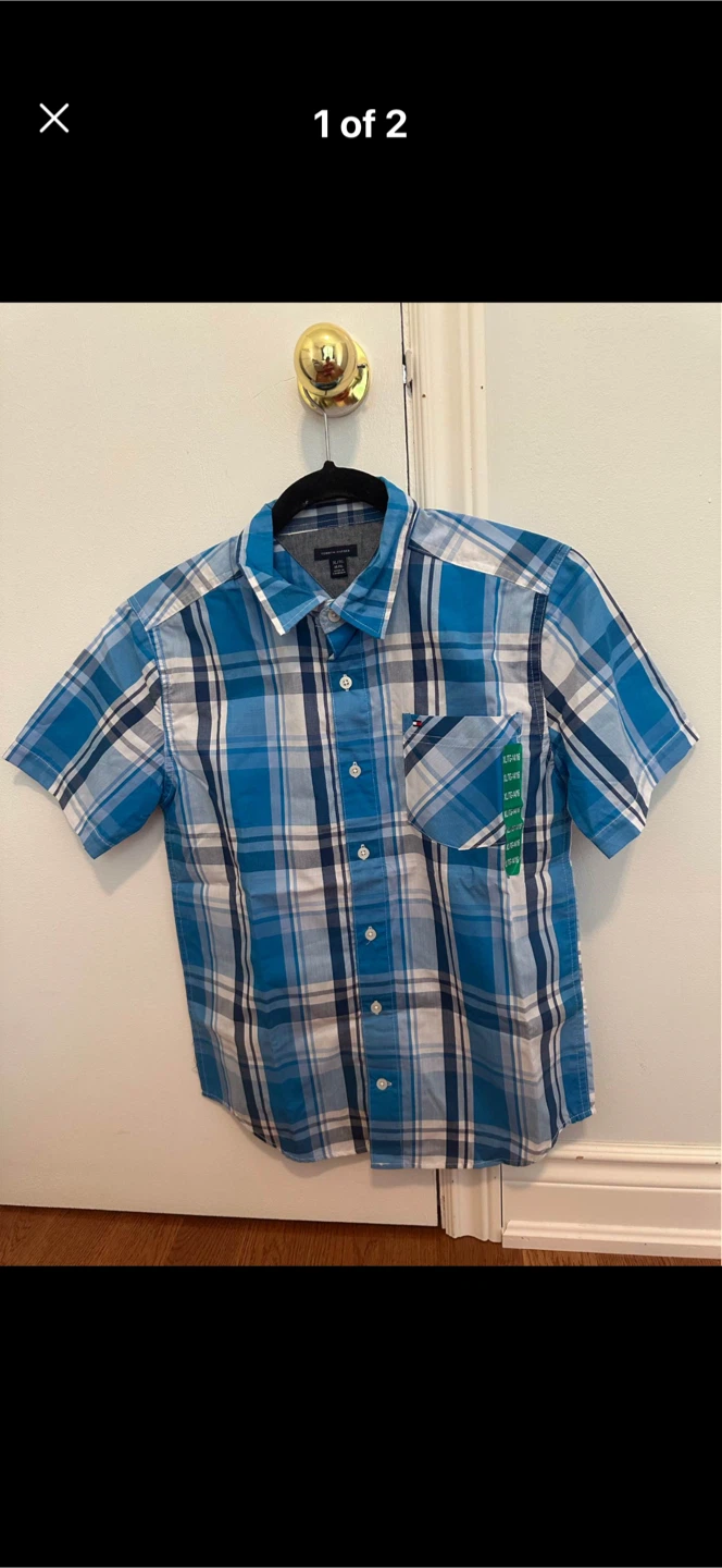 Tommy Hilfiger Boys Plaid Button-Up Shirt XL/TG