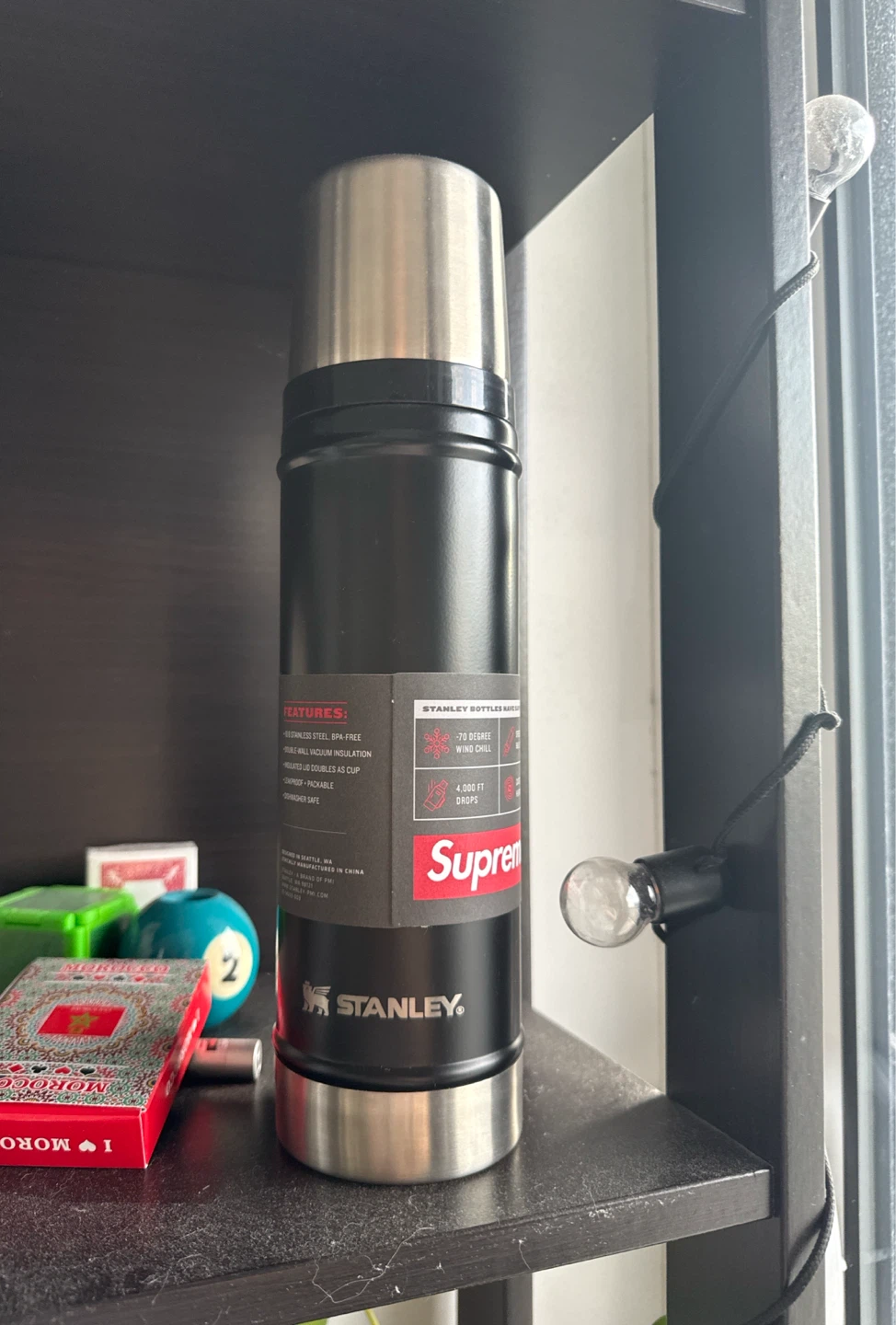 Supreme Stanley 20 oz Vacuum Insulated Bottle Black&Red