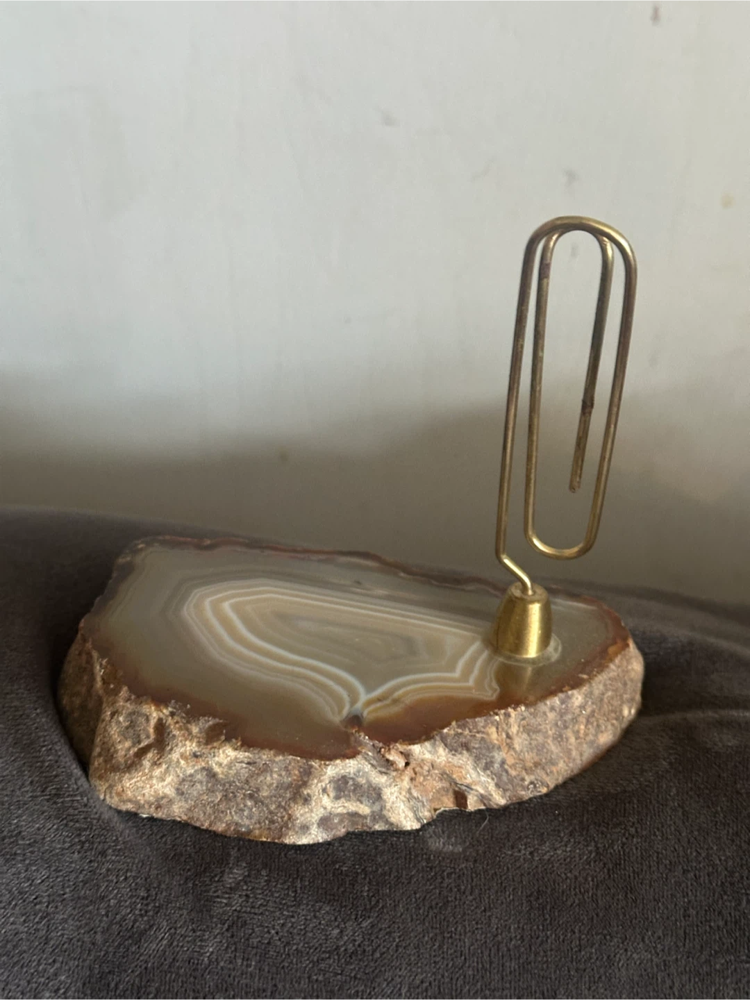 Vintage agate slice mail holder