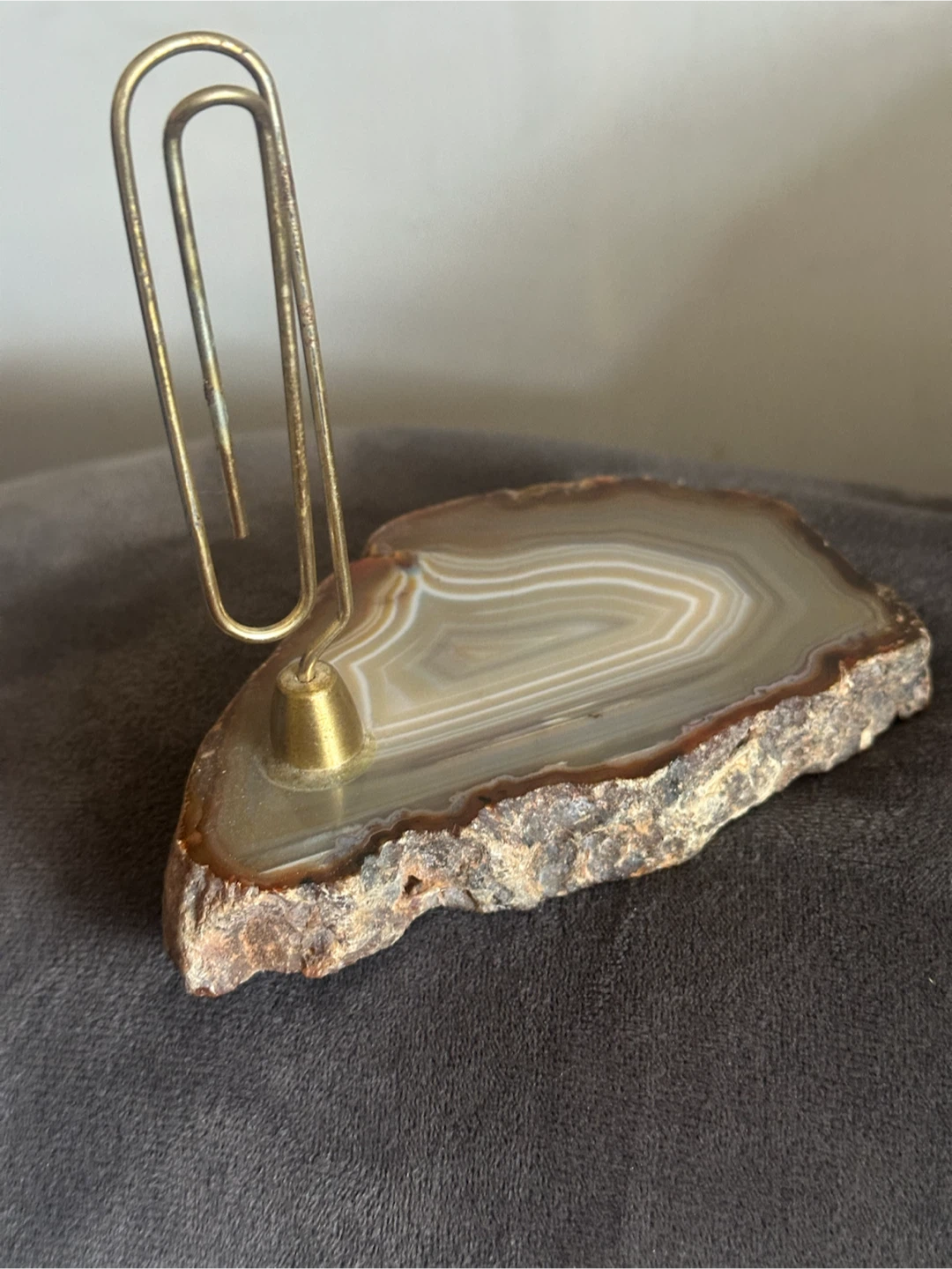 Vintage agate slice mail holder - photo 3
