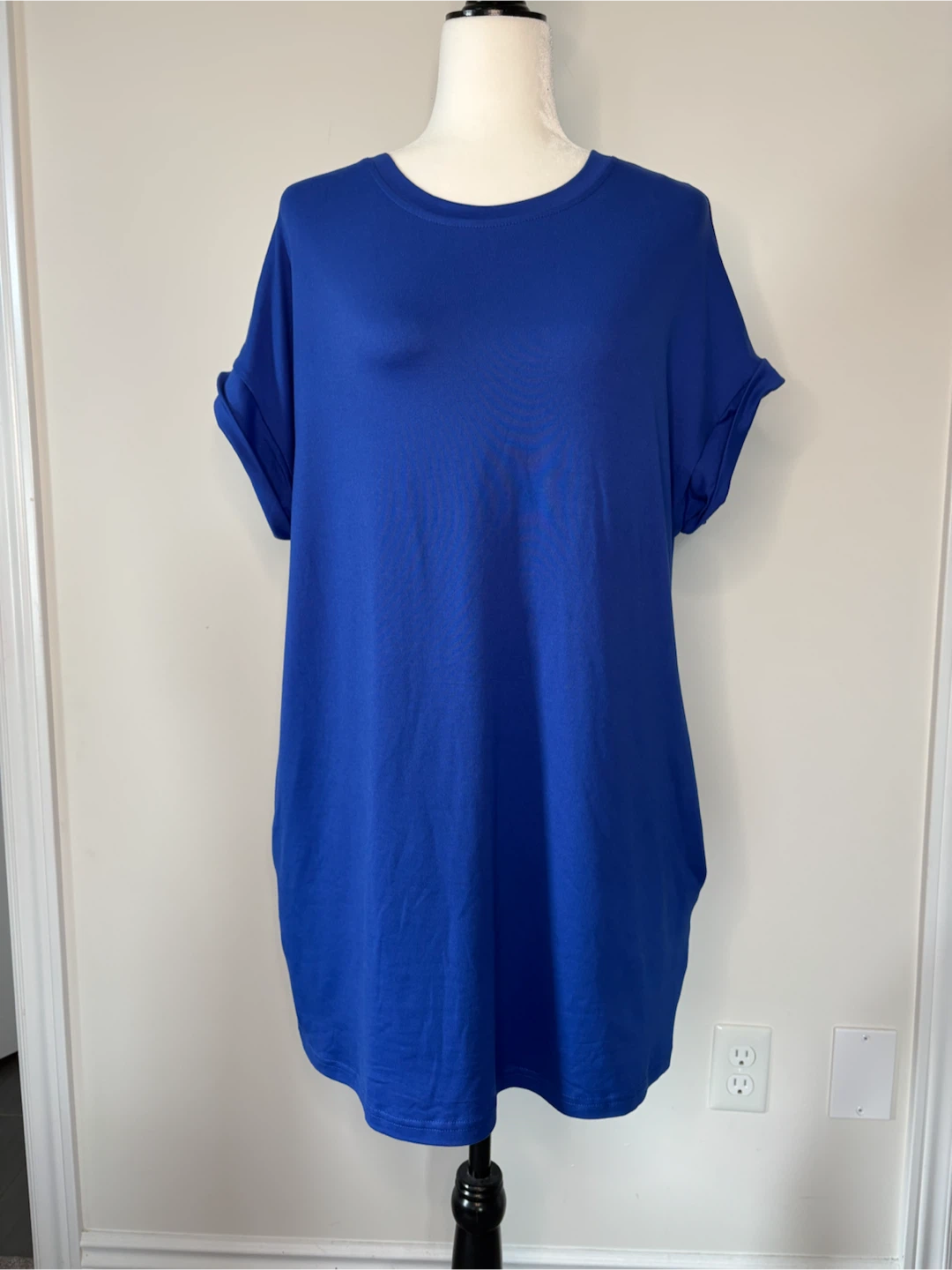 M (Lose fit) - Blue T-Shirt Dress with Pockets
