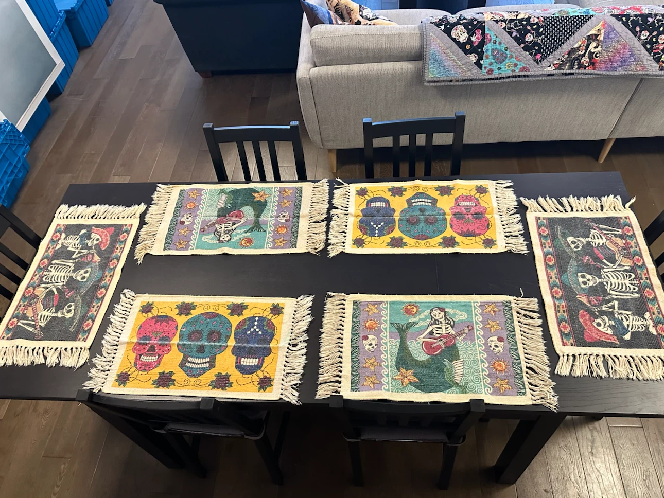 Set of 6 Sugar Skull Placemats