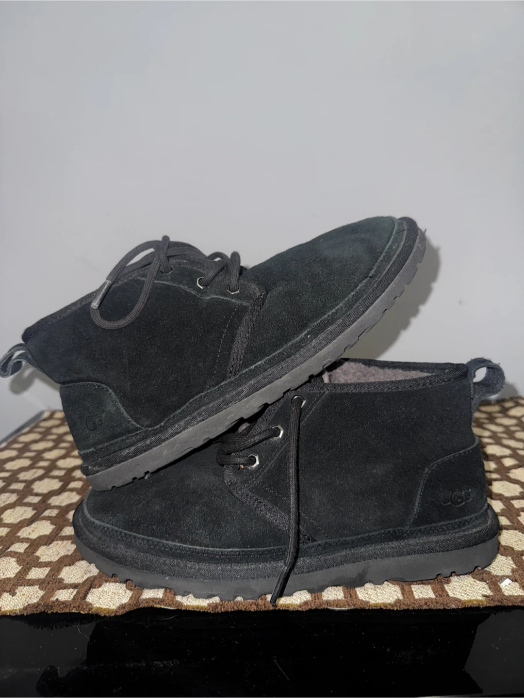 UGG Chukka Boots Black Suede Lace Up Size 7