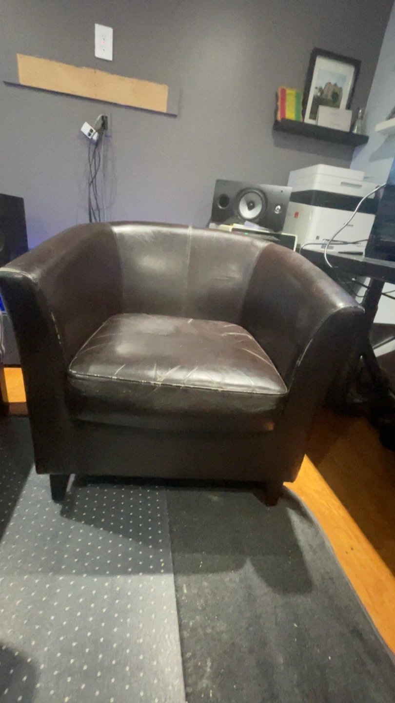 Brown Faux Leather Accent Chair