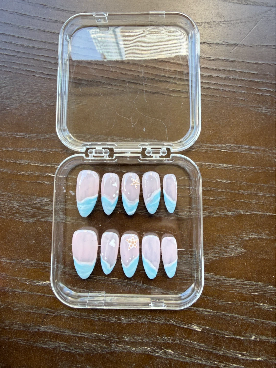 Press-on Nails with Ocean Design - photo 2