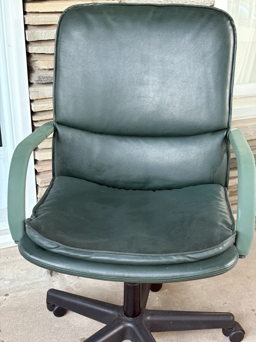 Dark Green Faux Leather Office Chair