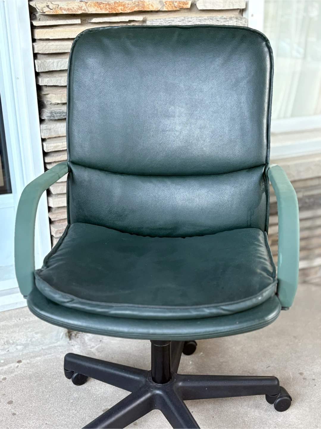 Dark Green Faux Leather Office Chair - photo 3