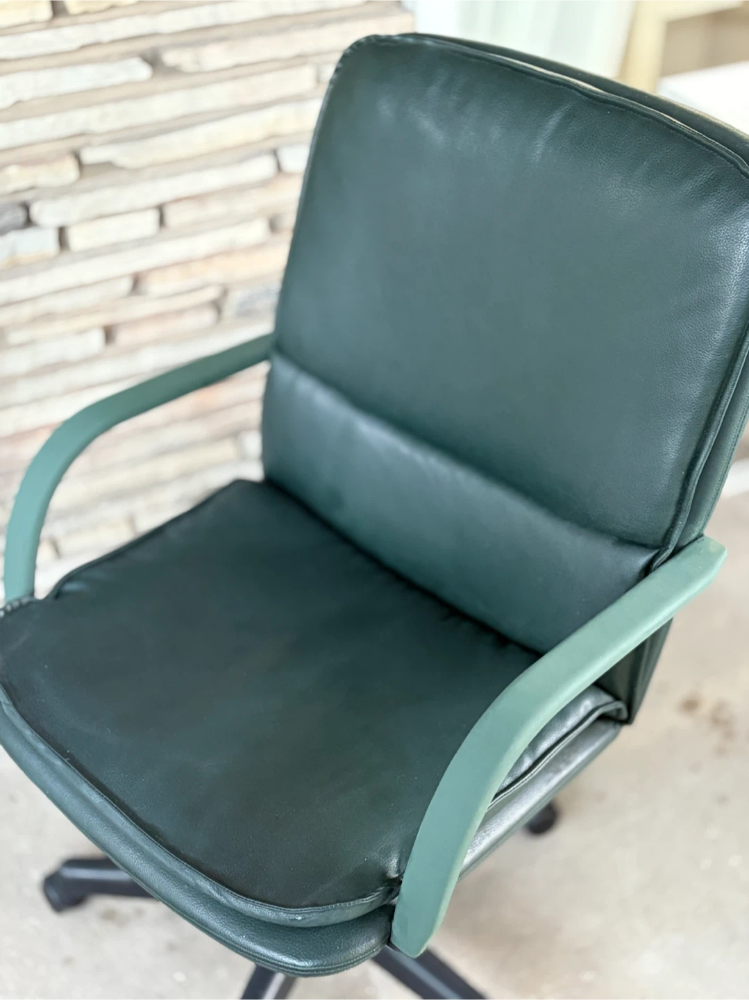 Dark Green Faux Leather Office Chair - photo 4