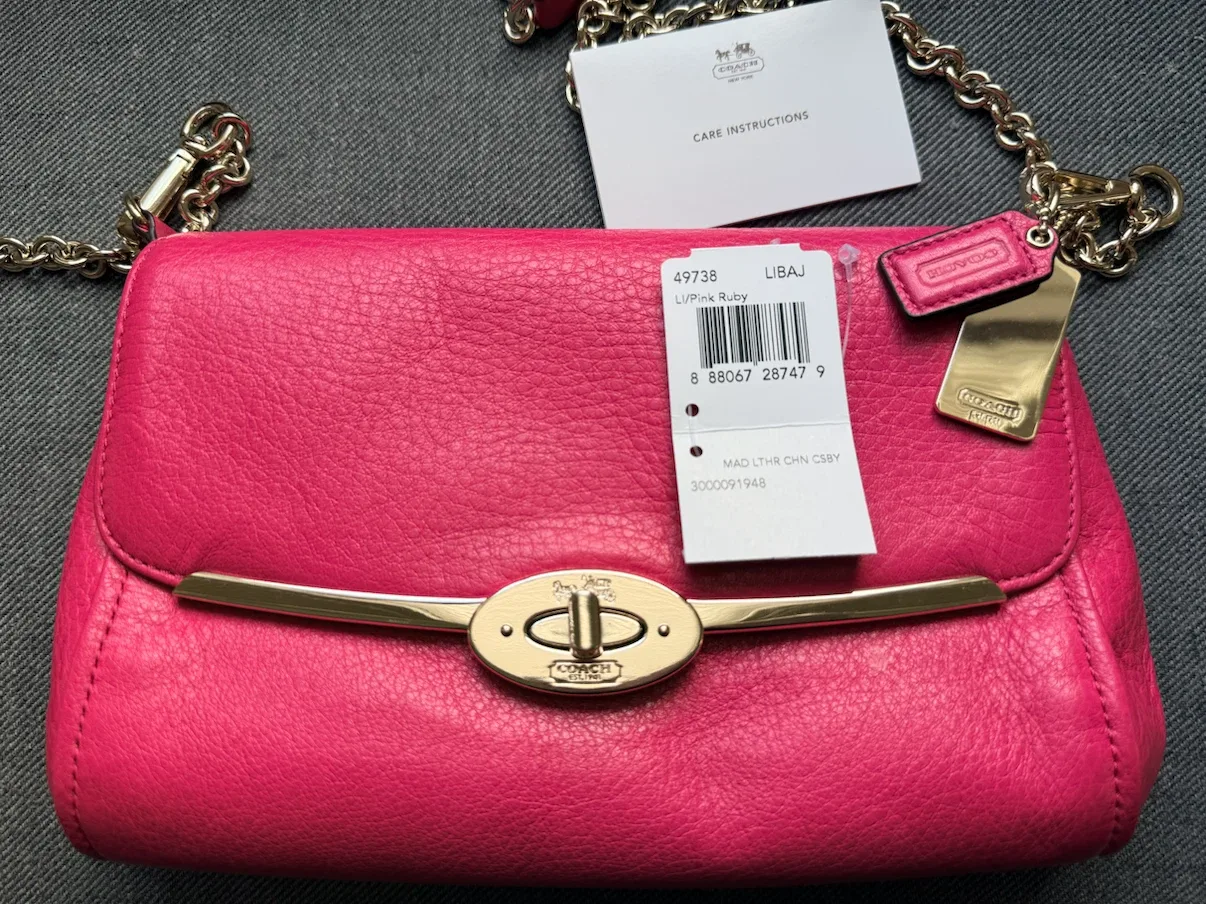 Coach Pink Ruby Leather Crossbody to clutch Bag
