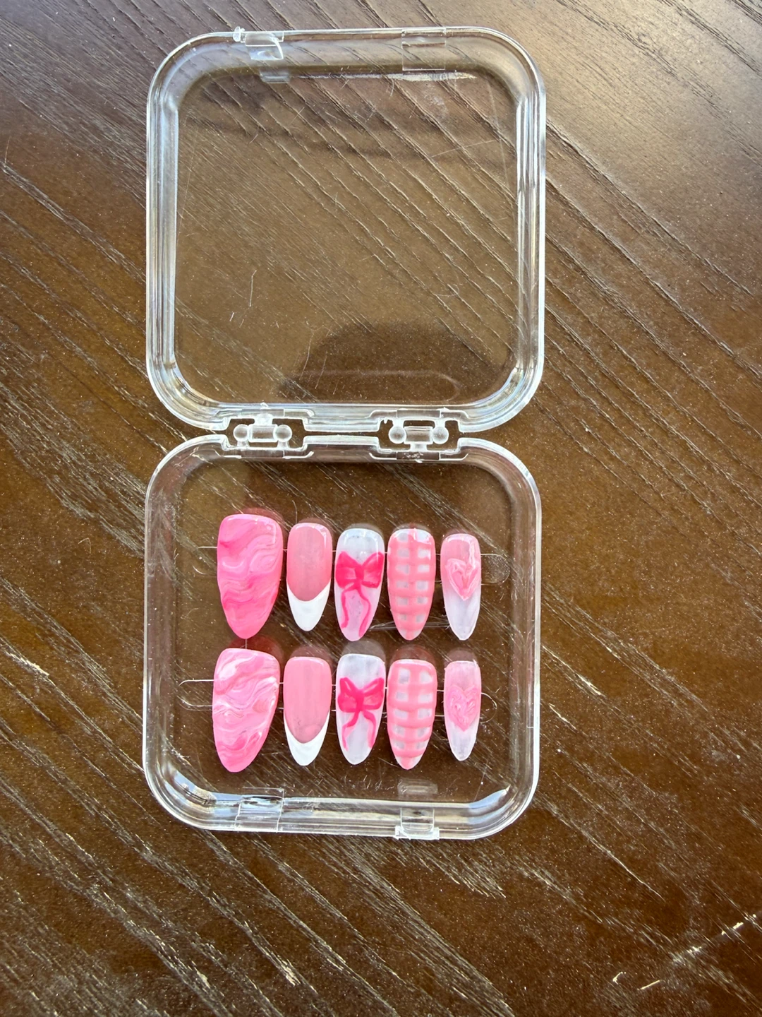 Pink Press-On Nails with Bows and Hearts - photo 2