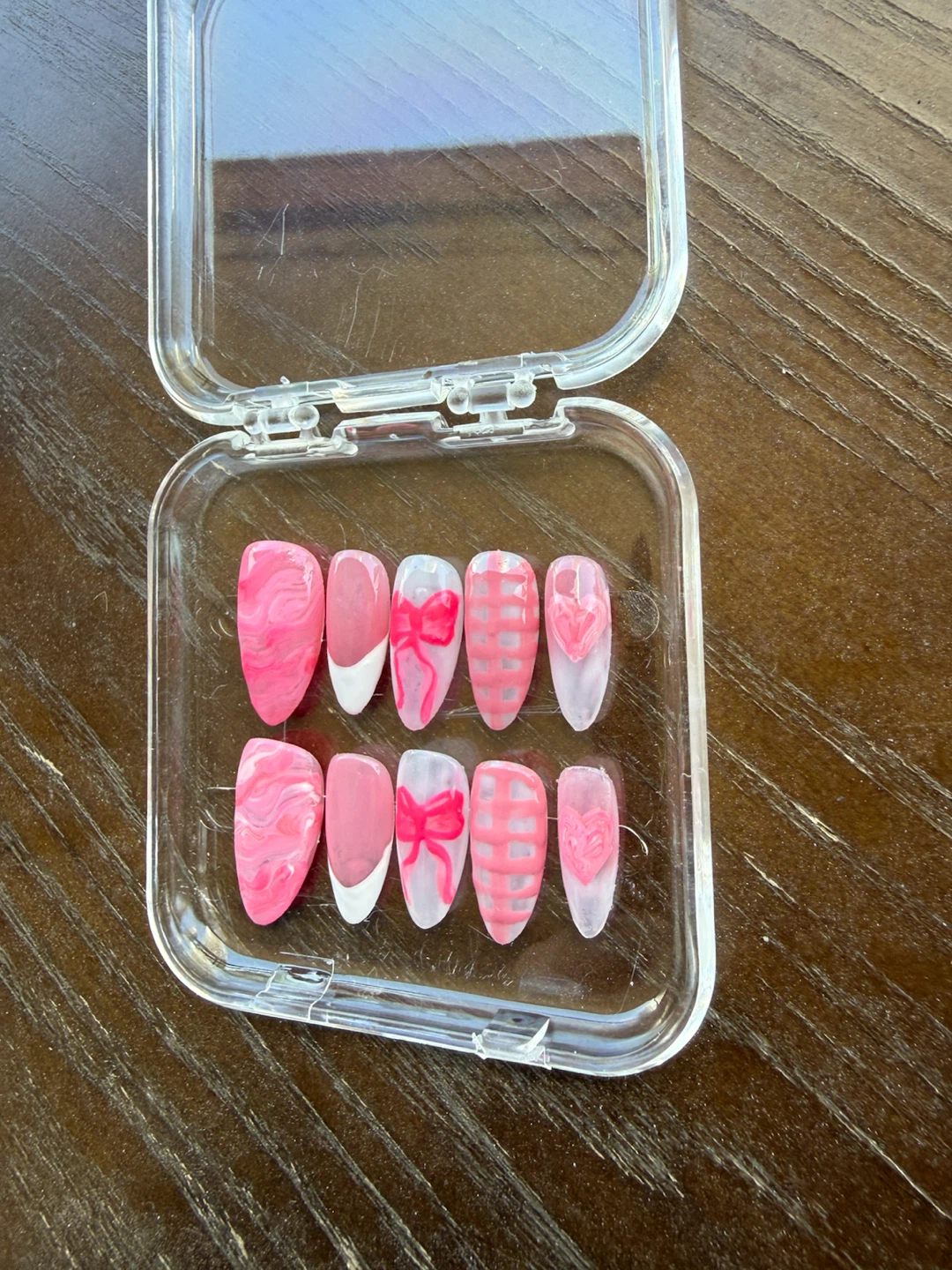 Pink Press-On Nails with Bows and Hearts - photo 4