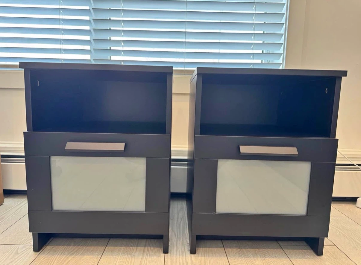 pair of IKEA nightstands BRIMNES