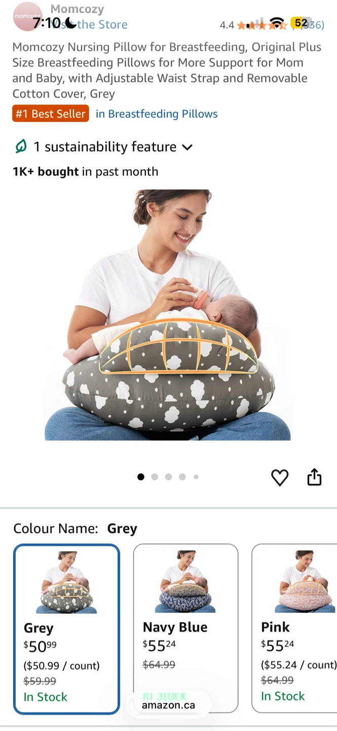 Momcozy Nursing Pillow - Grey Cloud Pattern - photo 3