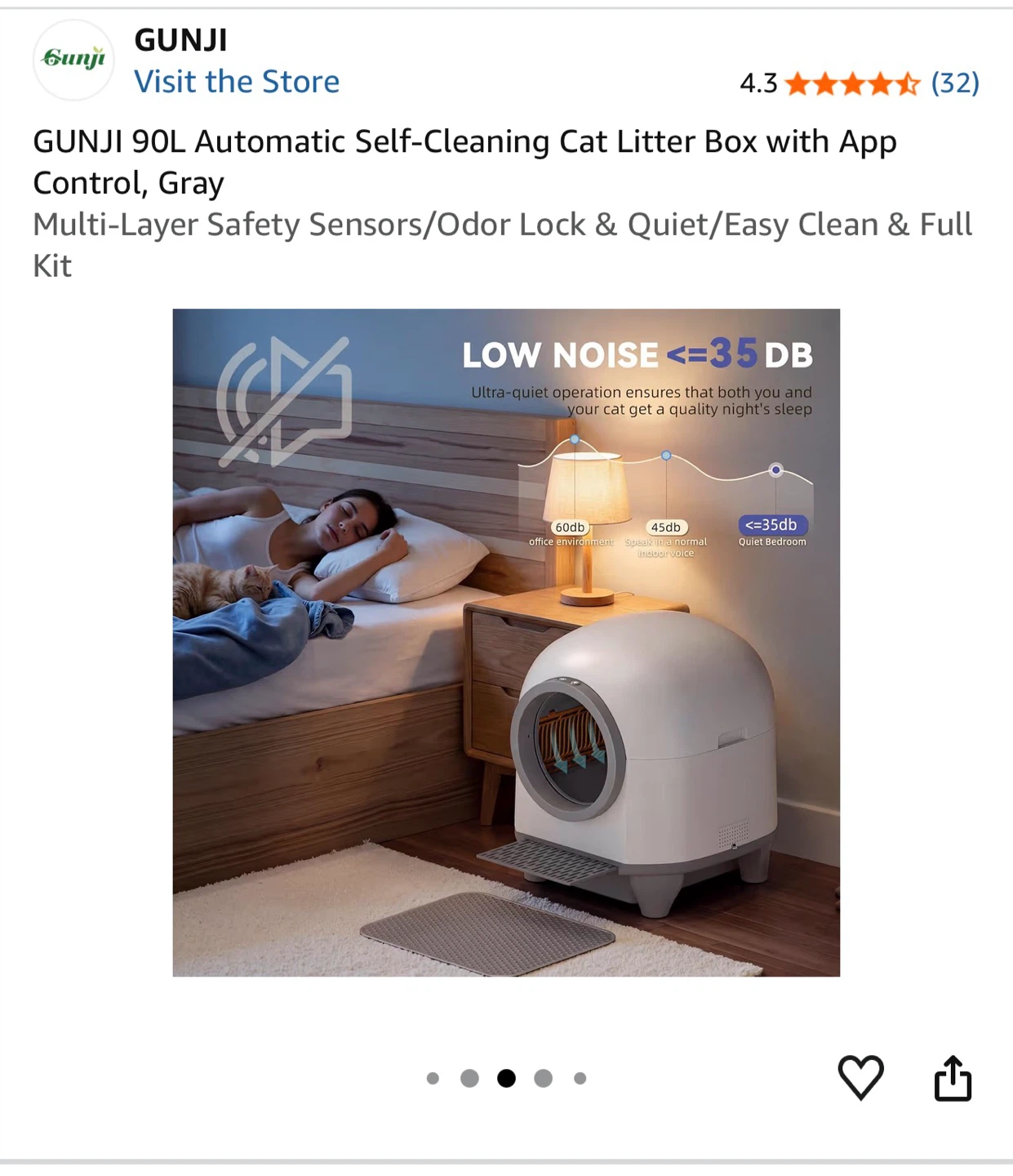 GUNJI 90L Automatic Self-Cleaning Cat Litter Box - Gray - photo 4
