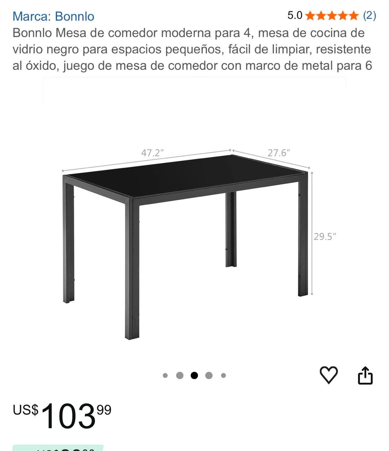 Bonnlo Black Glass Dining Table - photo 2