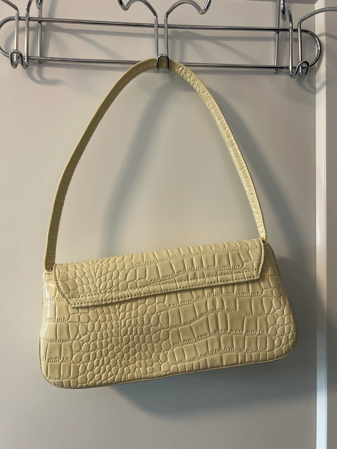 Cream Croc Embossed Shoulder Bag - photo 2