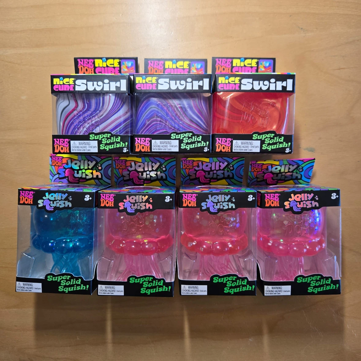 BNIB Needoh JellySquish and Nice Cube Swirl