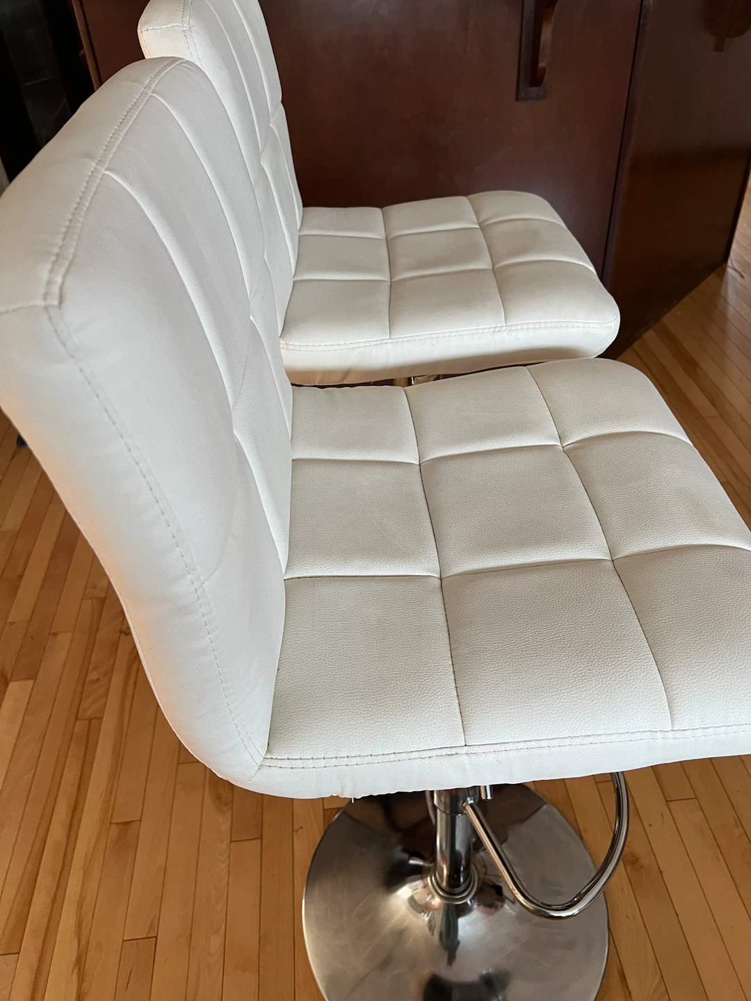 White Faux Leather Bar Stools (Set of 2)