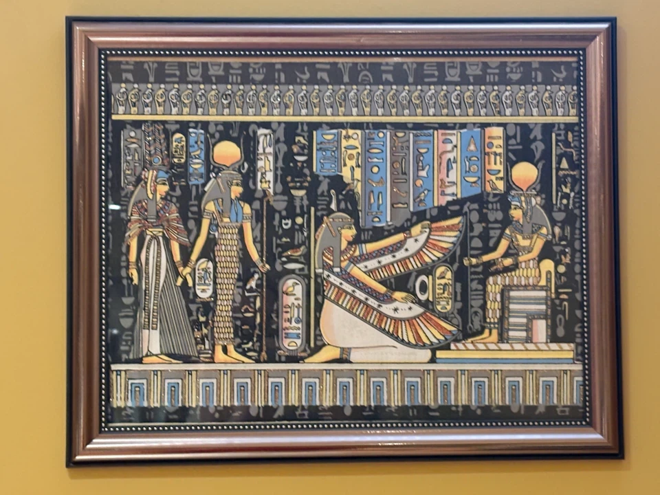 Framed Egyptian Papyrus Hieroglyphics Art Print