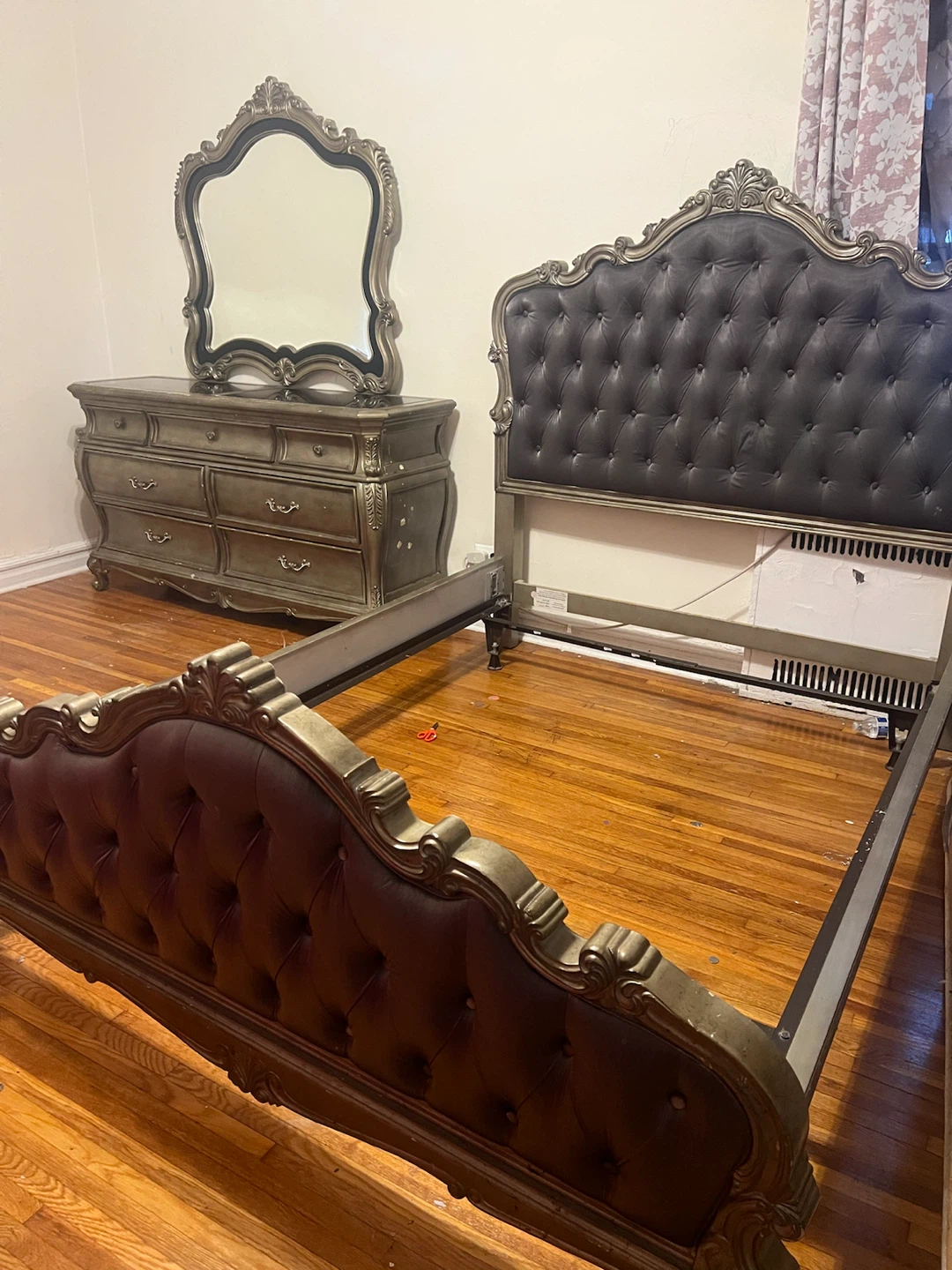 Tufted Headboard Bed Frame and Matching Dresser with Mirror - photo 5