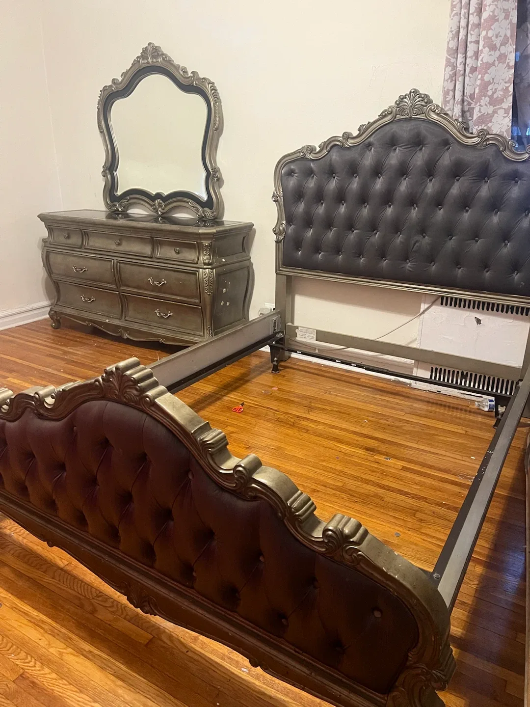 Tufted Headboard Bed Frame and Matching Dresser with Mirror - photo 5