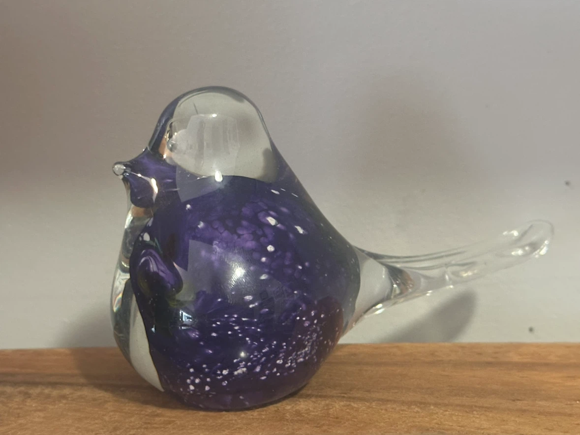 Local vintage art glass large Jan Phillips 1997 bird signed - photo 2