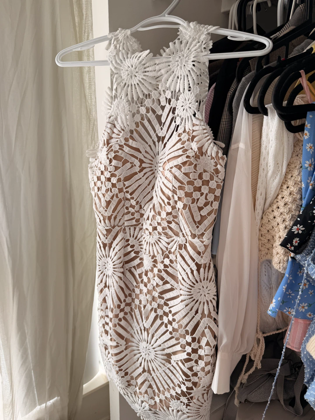 White Crochet Lace Mini Dress
