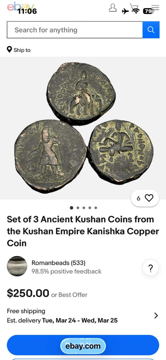Ancient Kushan Coins from the Kushan Empire Kanishka - photo 2