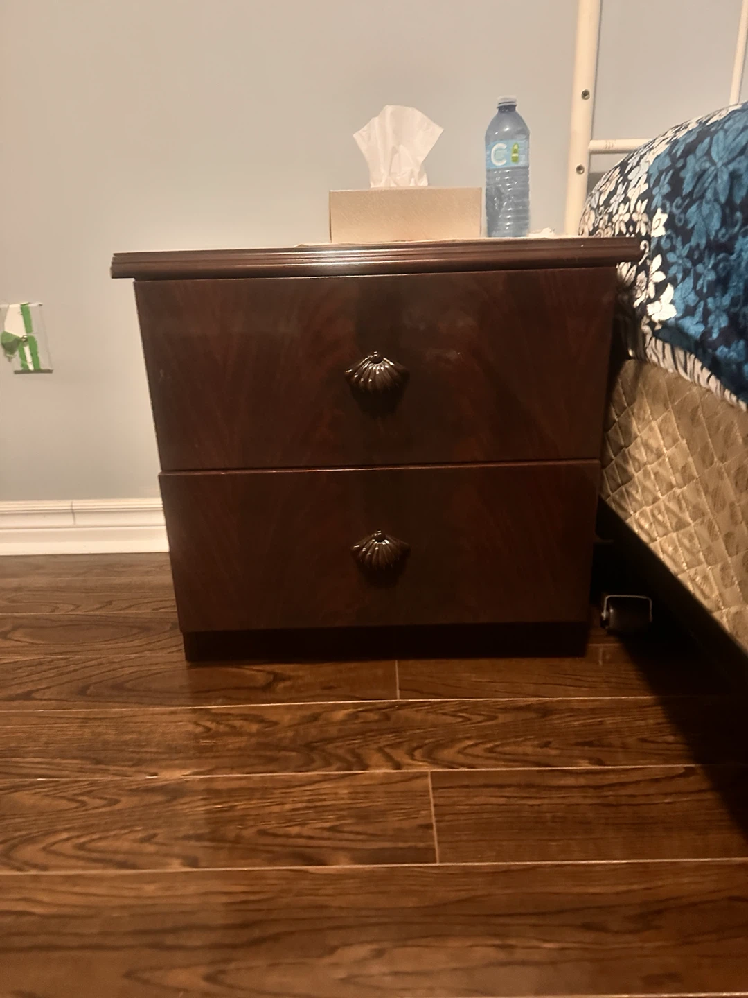Wooden Nightstand with Two Drawers