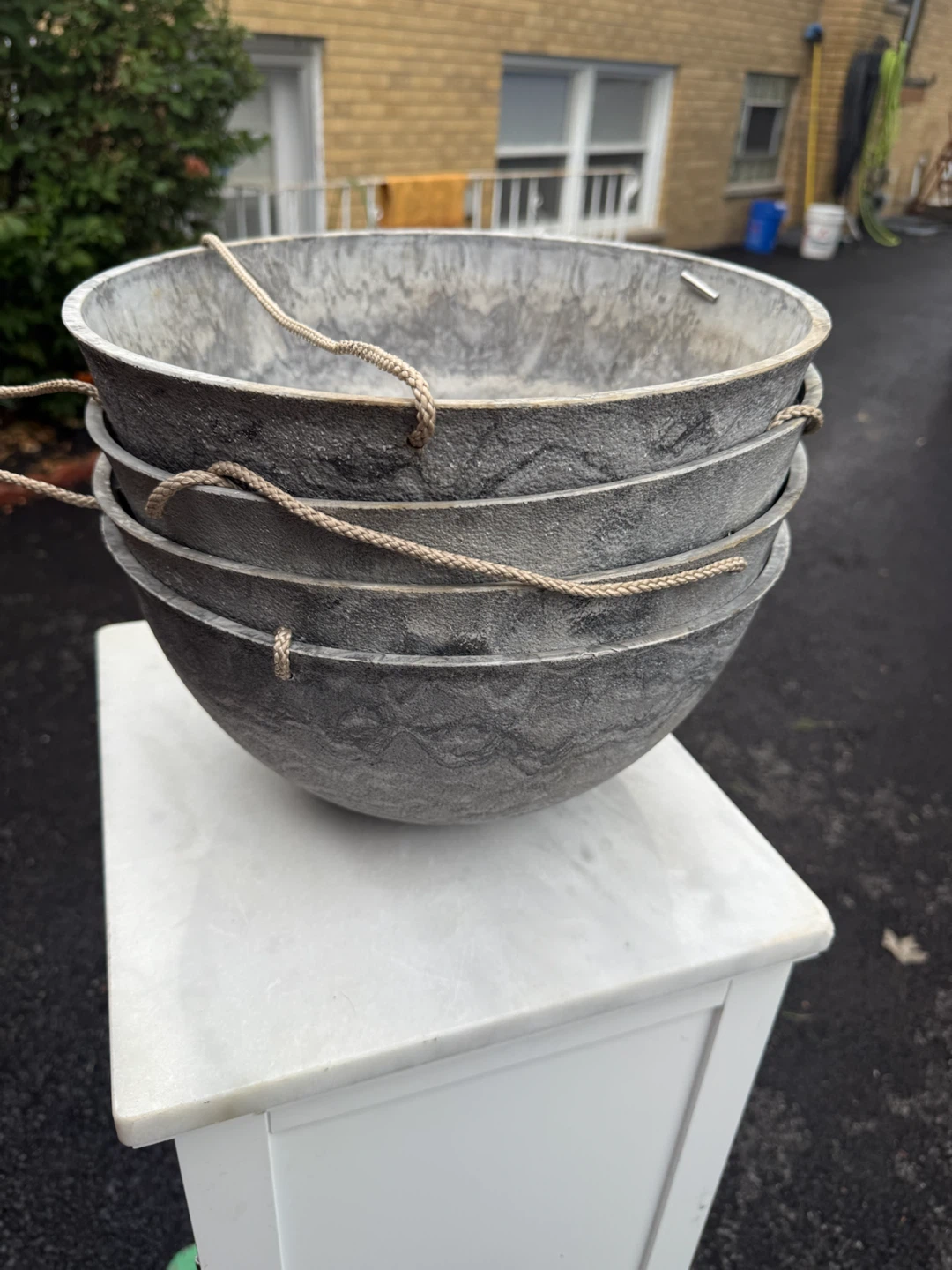 Hanging Planter Bowls with Rope Hangers