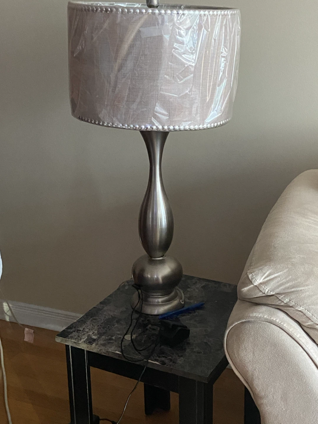 2 silver accent lamps
