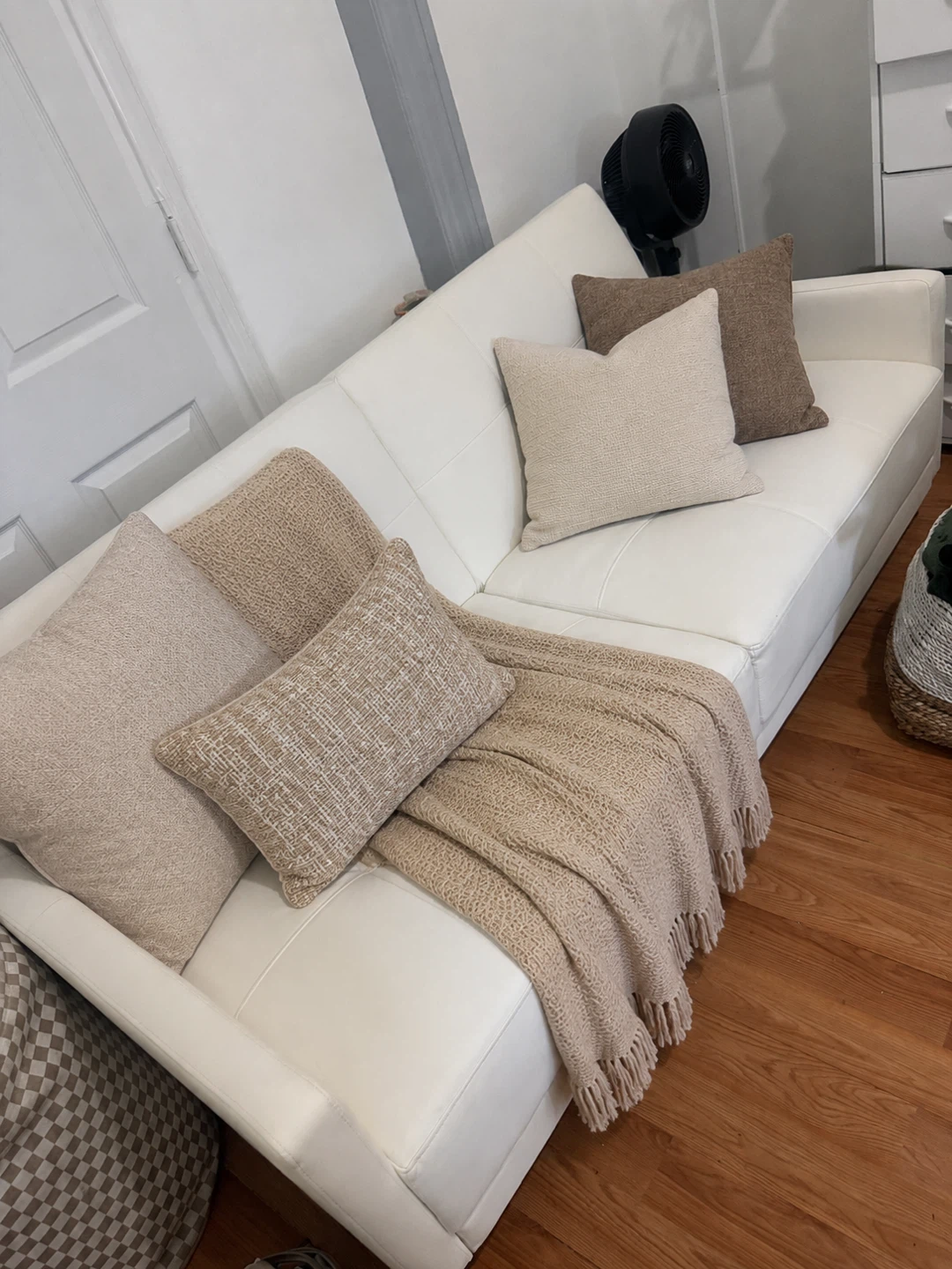 White Faux Leather Sofa