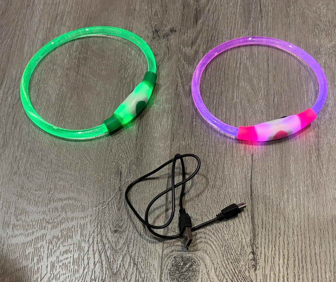 $5 for 2 New USB LED Rechargeable Dog Collars for Small Dogs