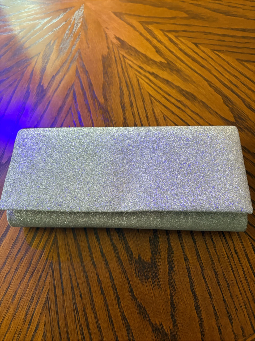 Silver Glitter Clutch Evening Bag with Chain Strap - photo 2