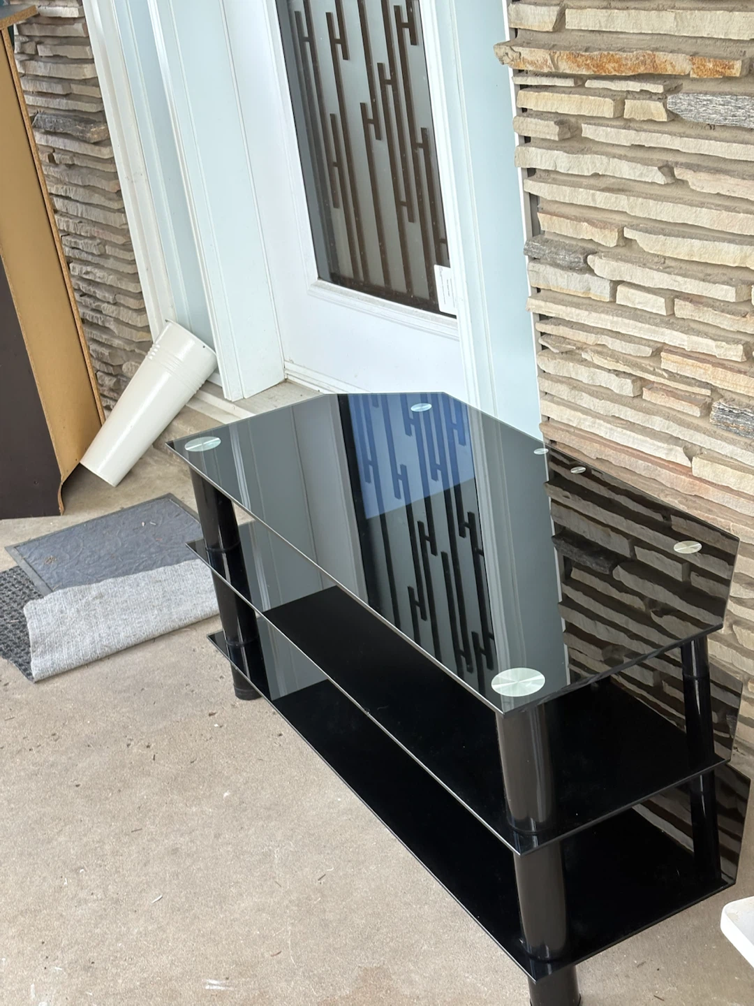 Black Glass 3-Tier TV Stand
