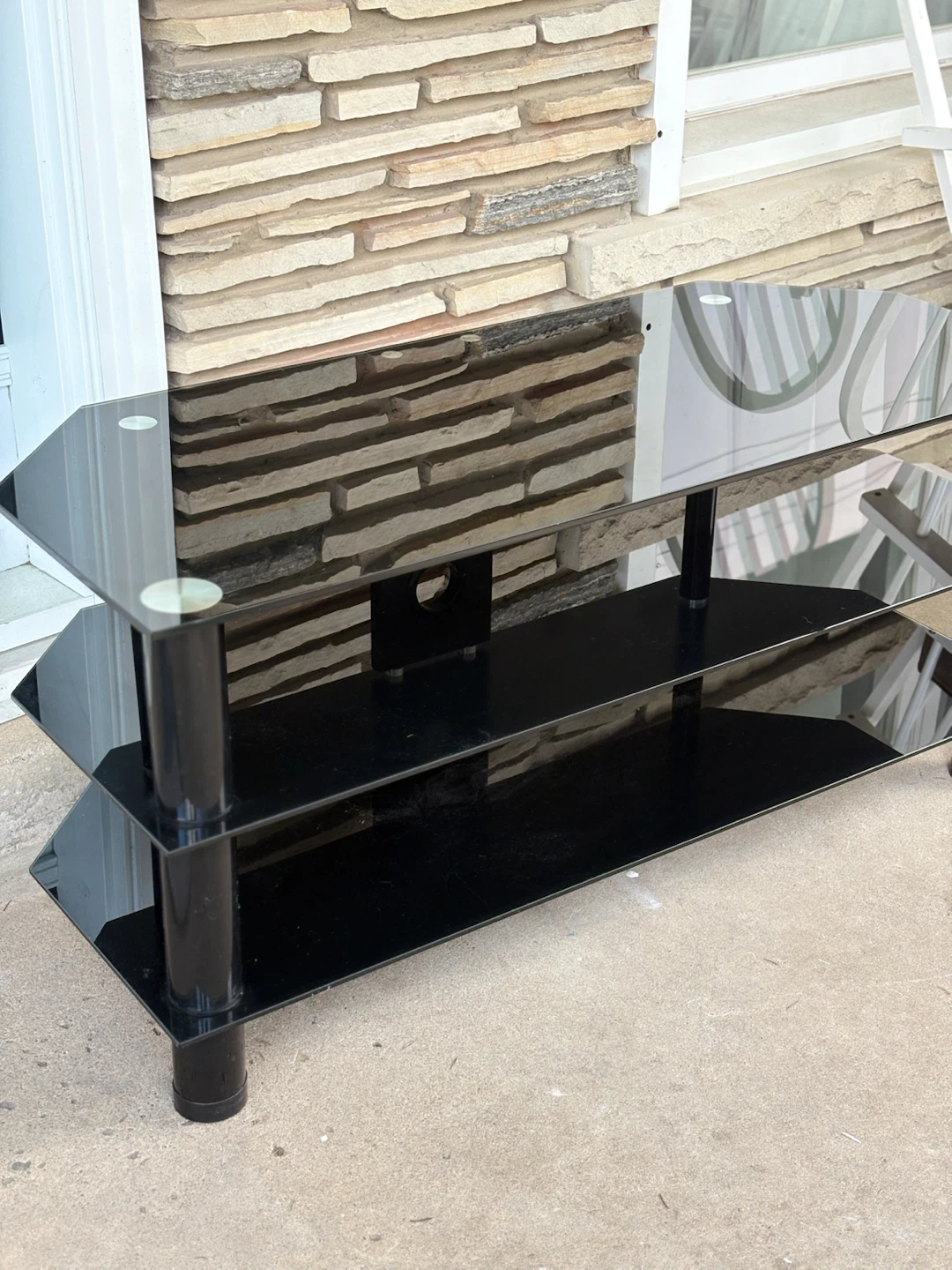 Black Glass 3-Tier TV Stand - photo 2