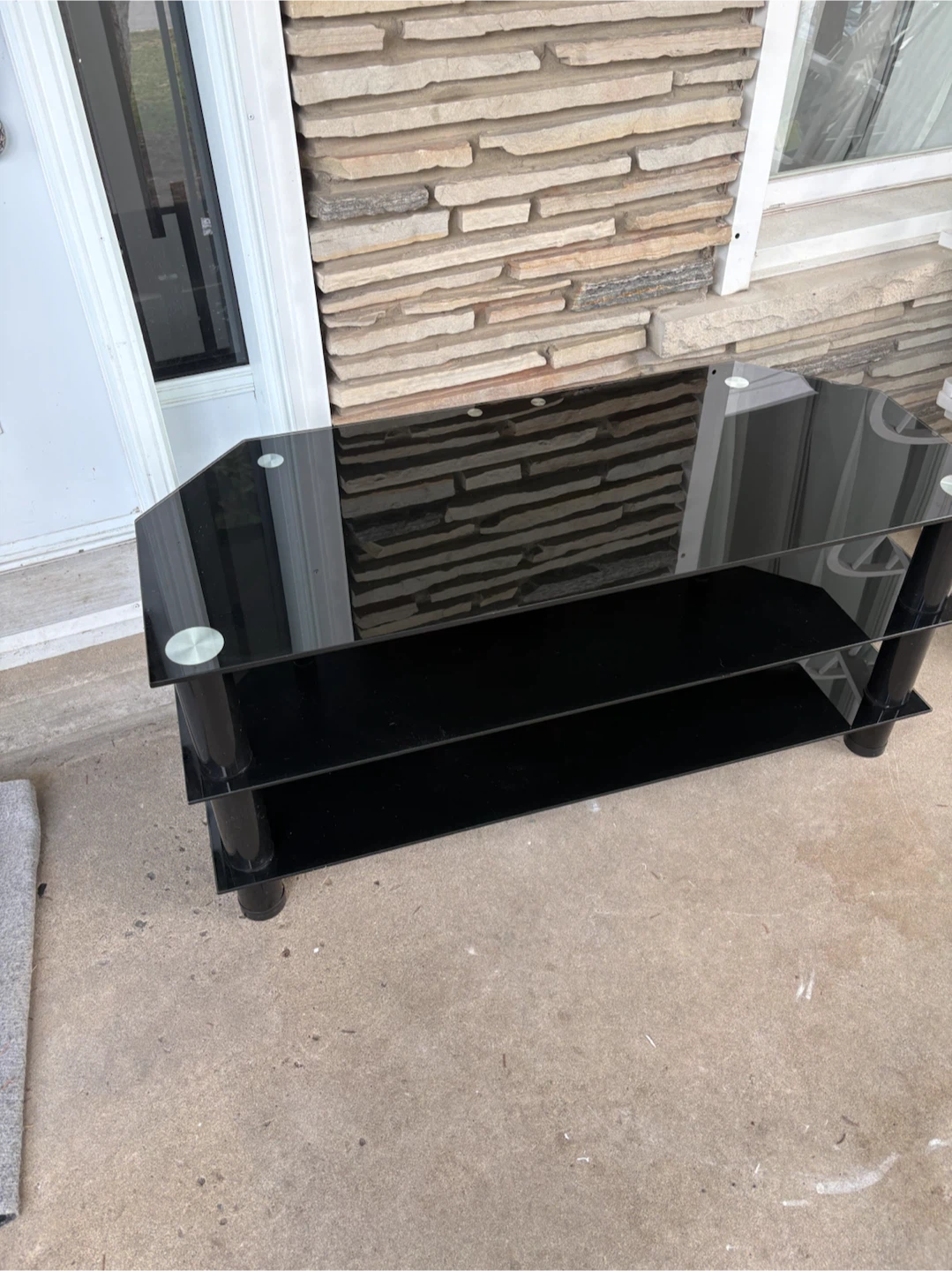 Black Glass 3-Tier TV Stand - photo 3