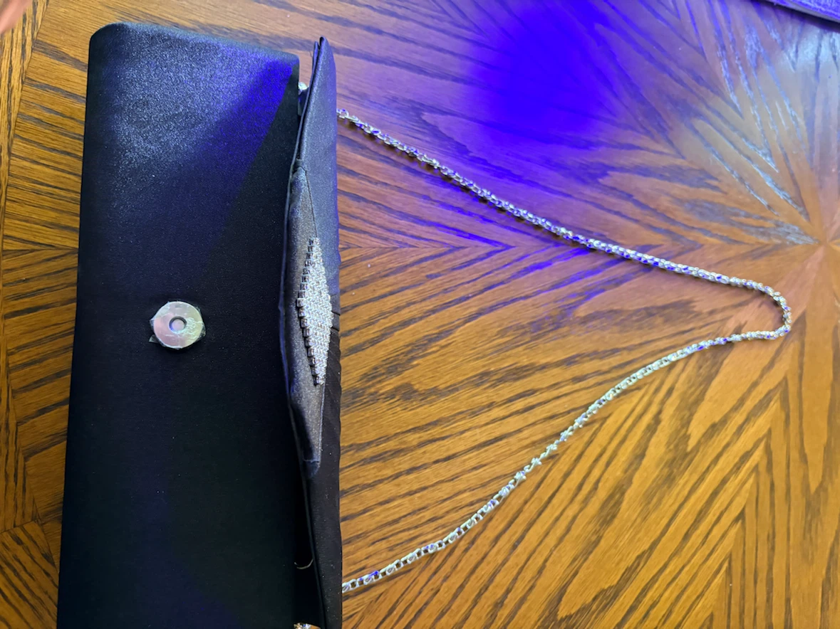 Black Clutch with Rhinestone Detail - photo 2