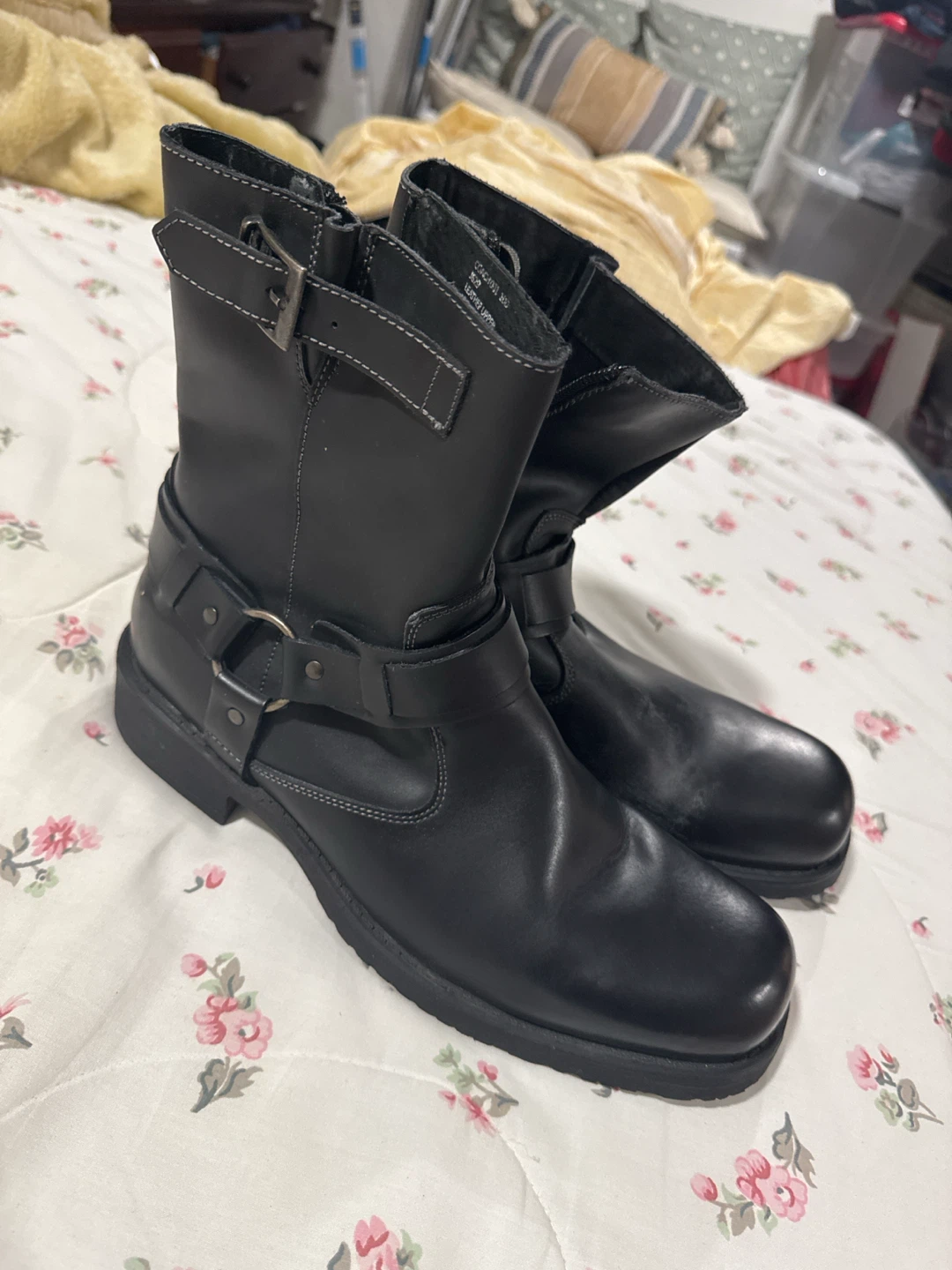 Black Leather Motorcycle Boots - photo 2
