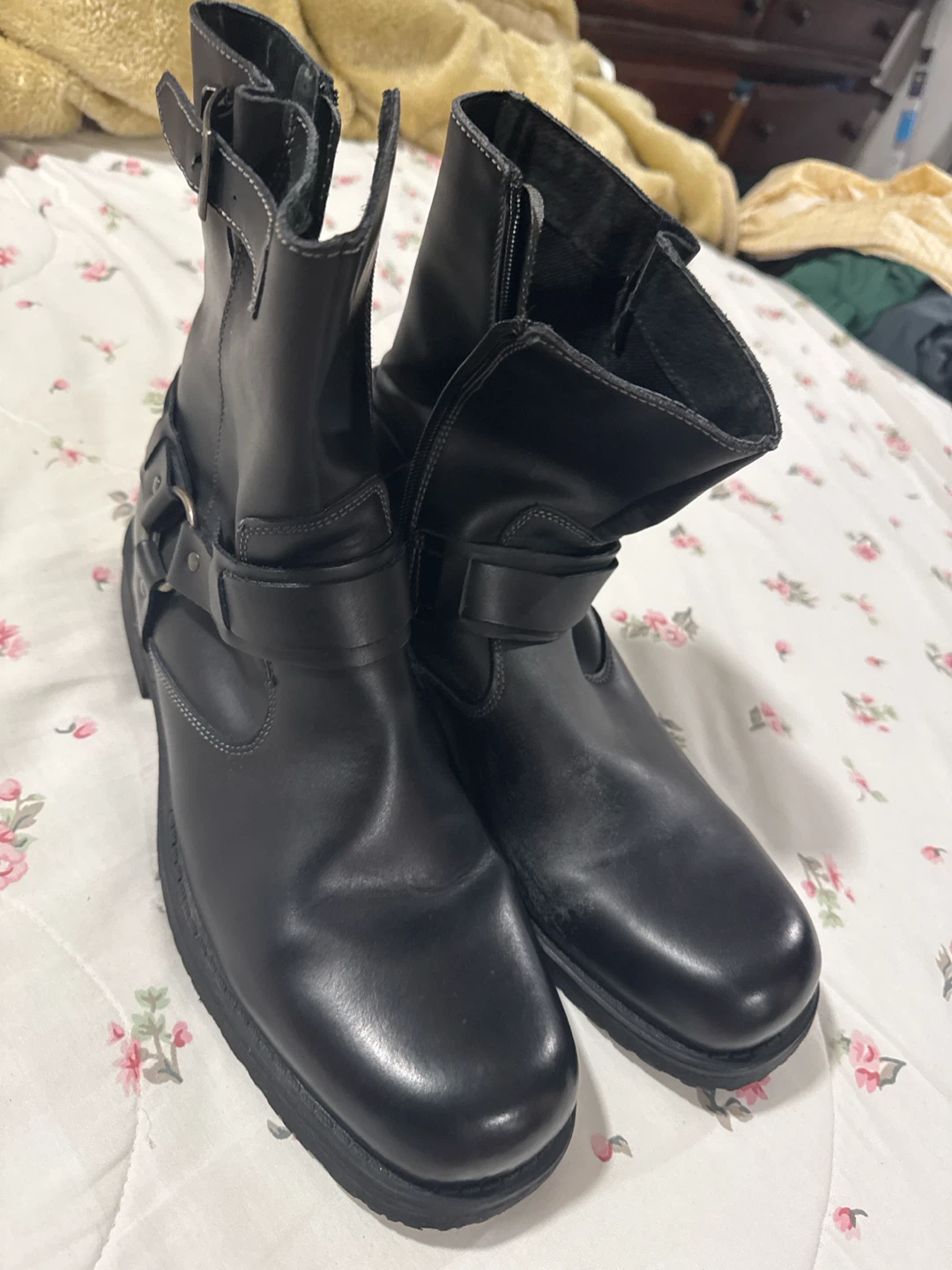 Black Leather Motorcycle Boots - photo 3