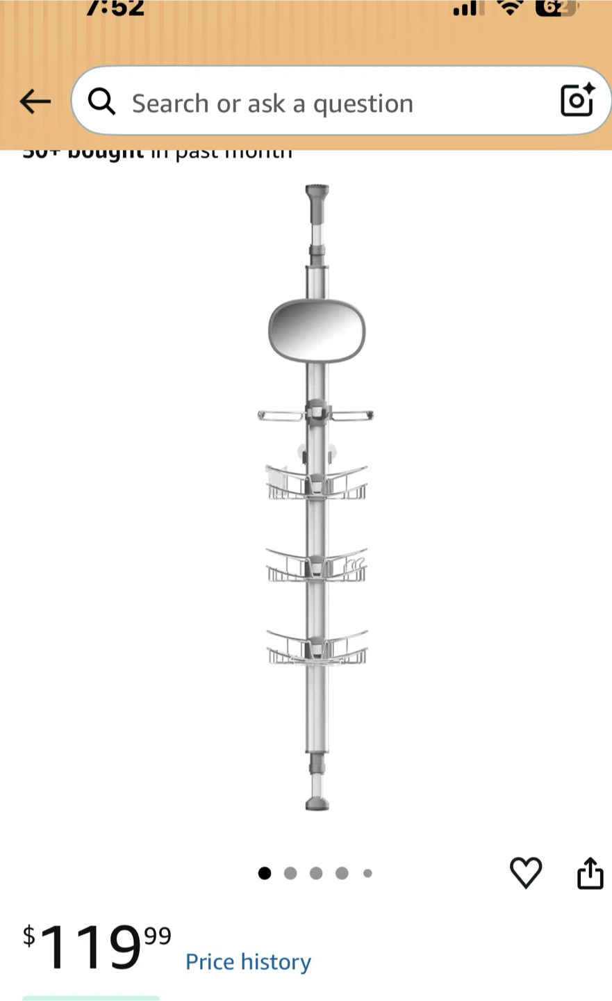 Tension Pole Shower Caddy with Mirror