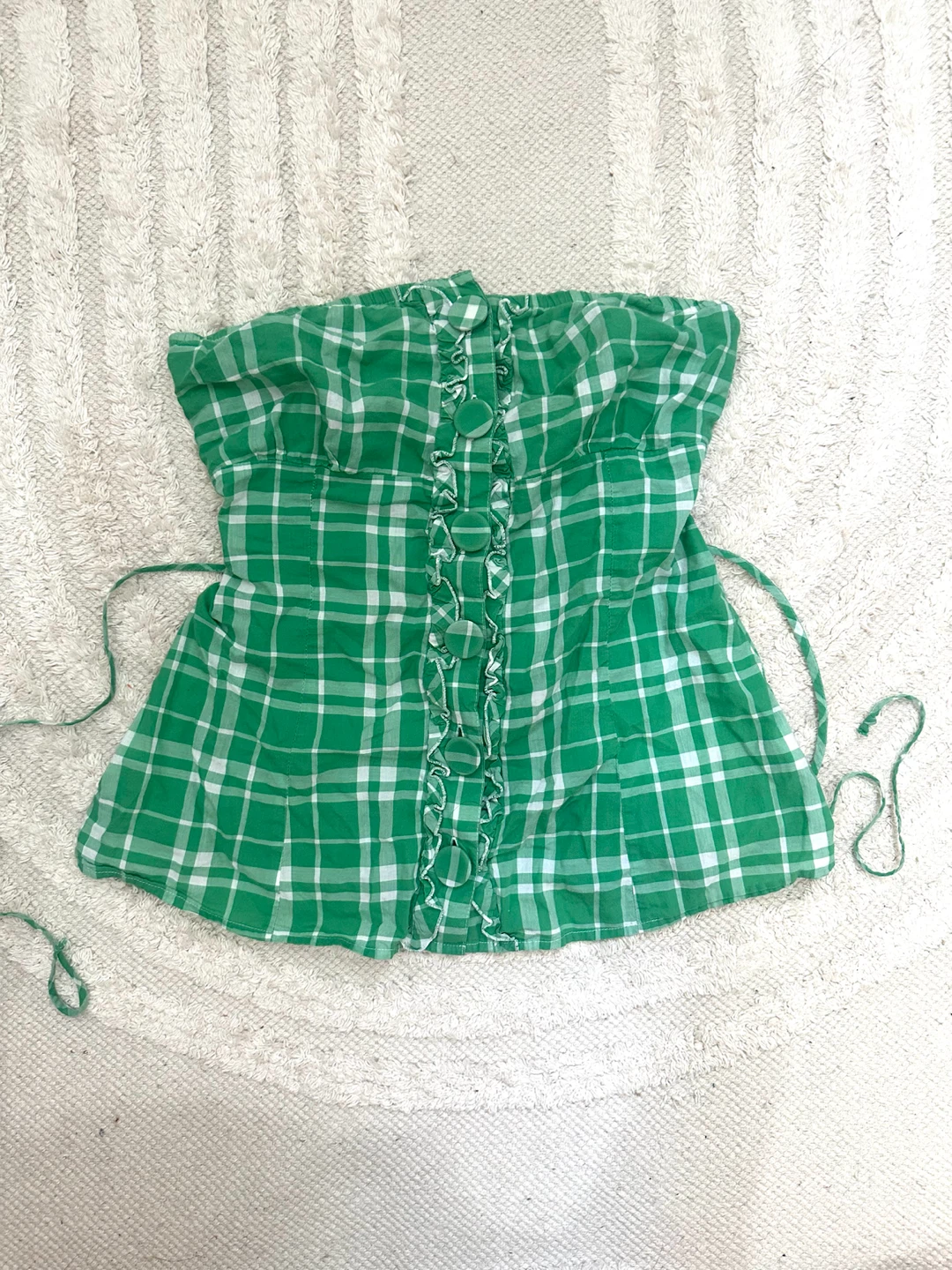 2000’s green plaid babydoll top