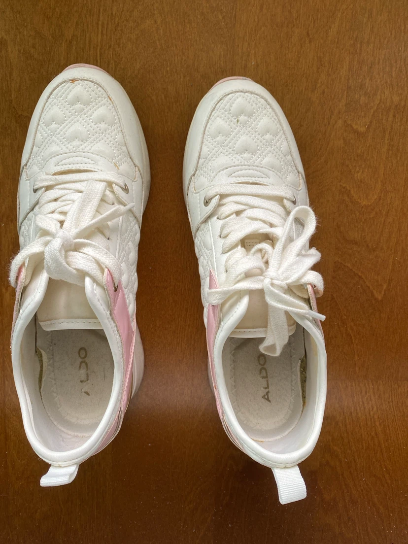 ALDO White Pink Wedge Sneakers