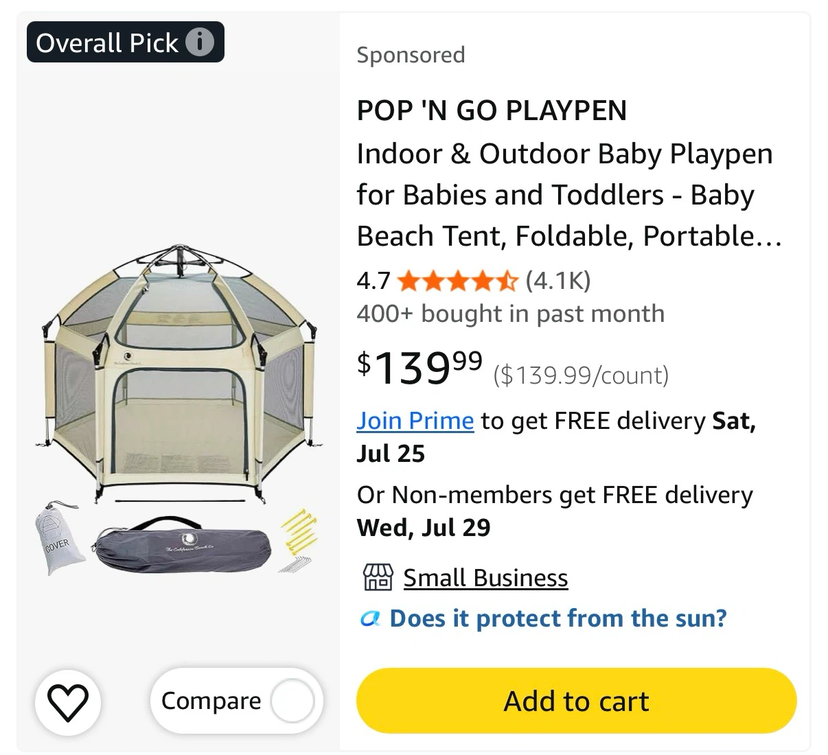 POP 'N GO PLAYPEN - Indoor/Outdoor Baby Playpen