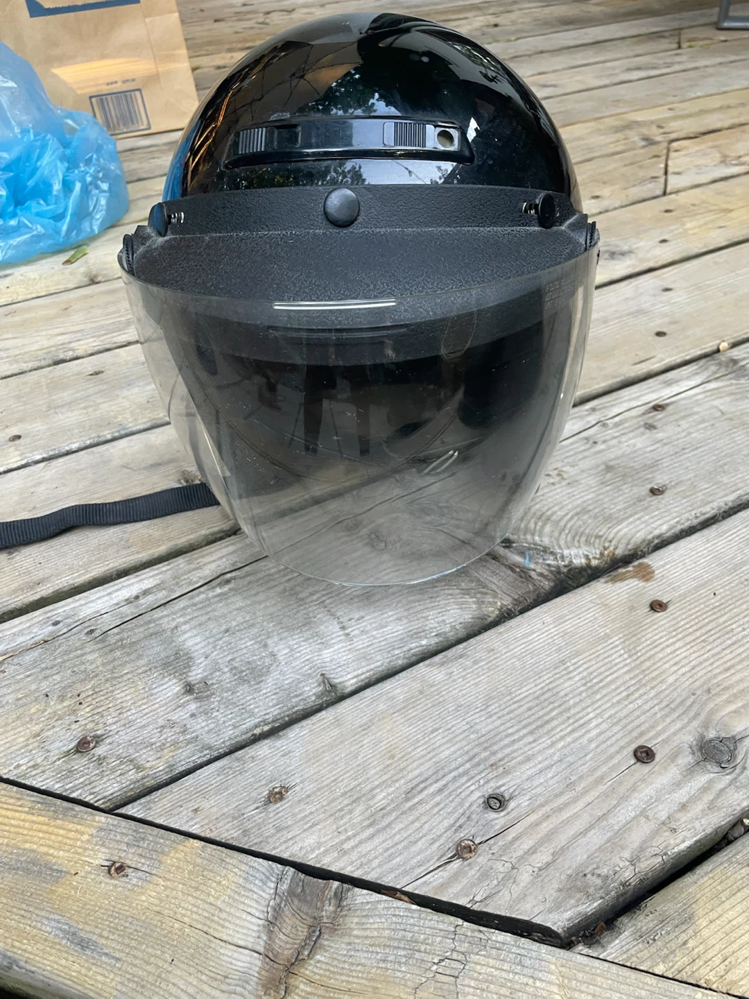 Black T DOT Motorcycle Helmet with Visor