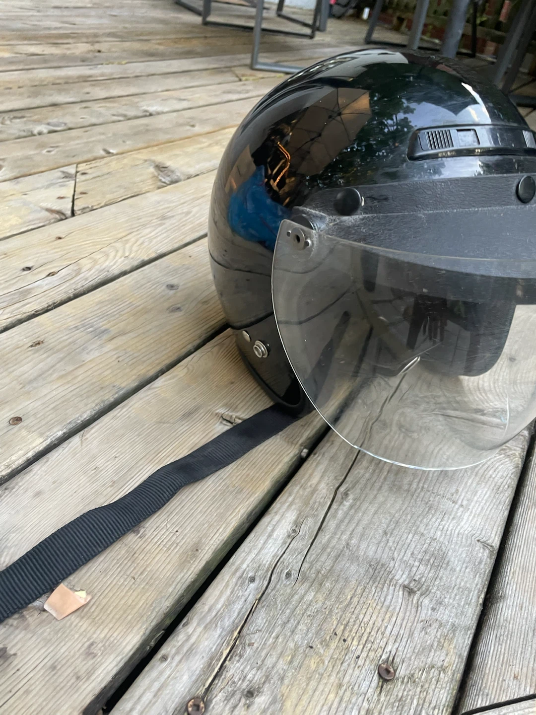 Black T DOT Motorcycle Helmet with Visor - photo 2